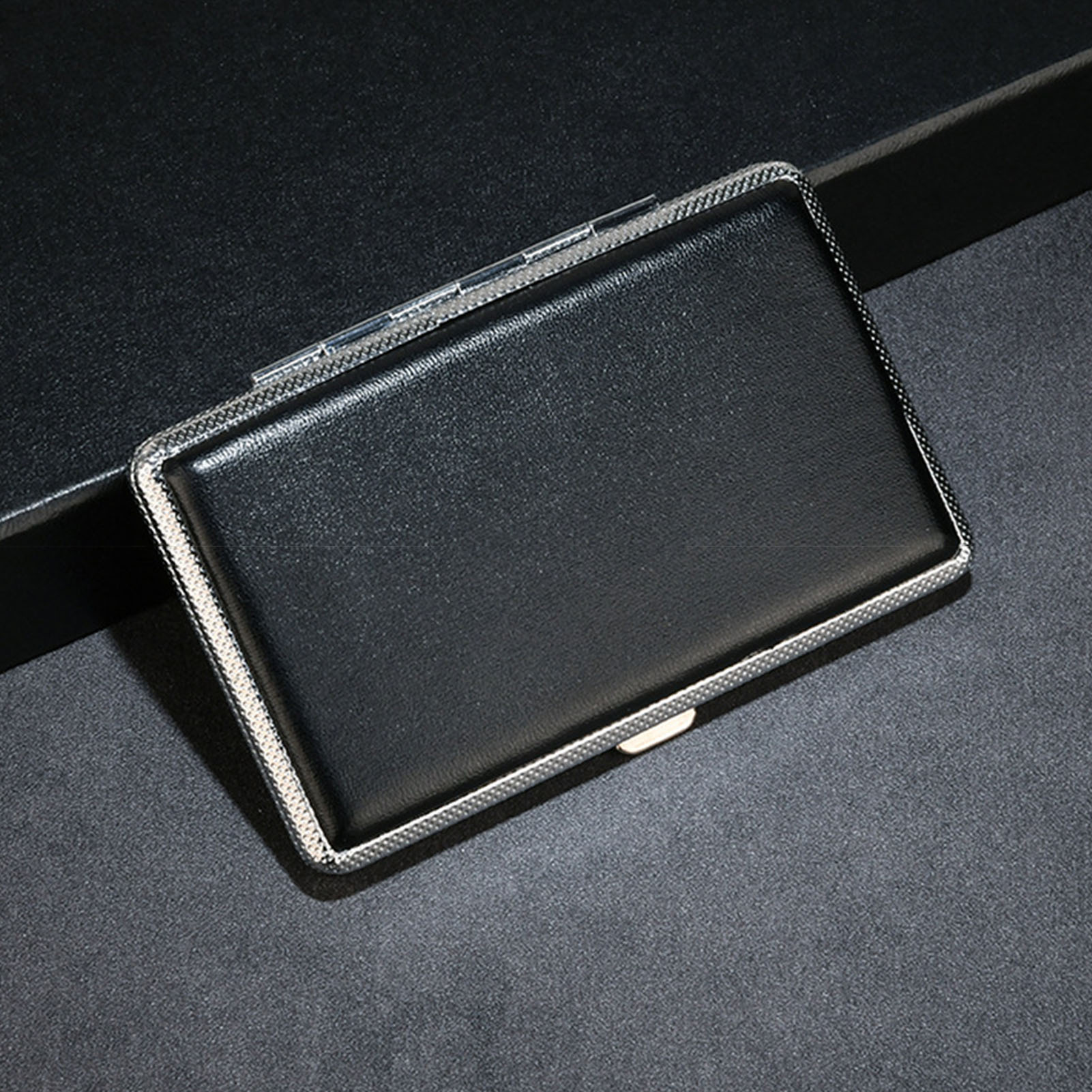 Men Accessories Gadgets - Metal PU Leather Cigarette Case Portable
