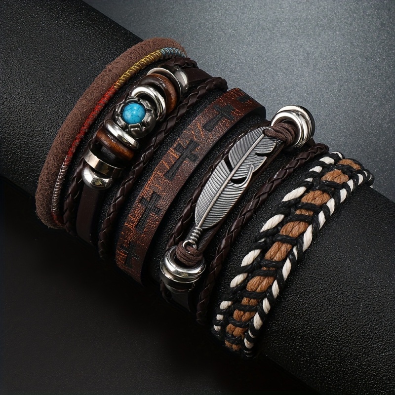 Men Accessories Look - Miss JQ 6Pcs/Set Vintage PU Leather
