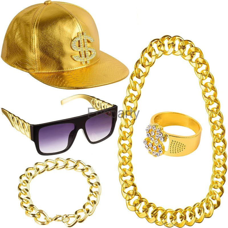 80s 90s Hip Hop Costume Access - Men Accessories Ring And Bracelet review and price