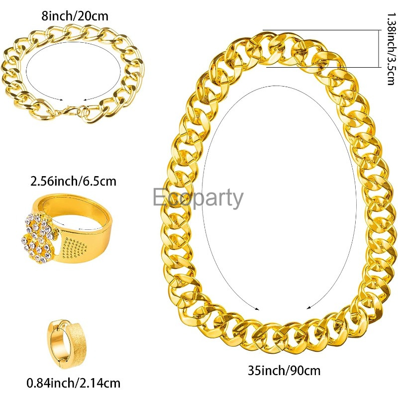 80s 90s Hip Hop Costume Access - Men Accessories Ring And Bracelet review and price