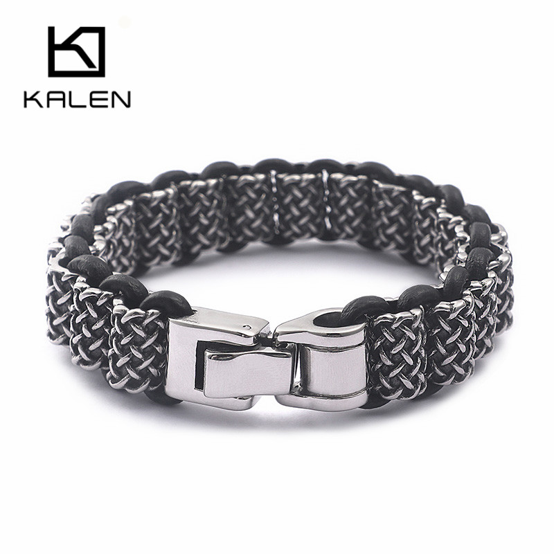 KALEN Vintage Black Leather Li - Men Accessories Ring And Bracelet review and price