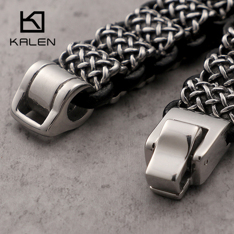 KALEN Vintage Black Leather Li - Men Accessories Ring And Bracelet review and price