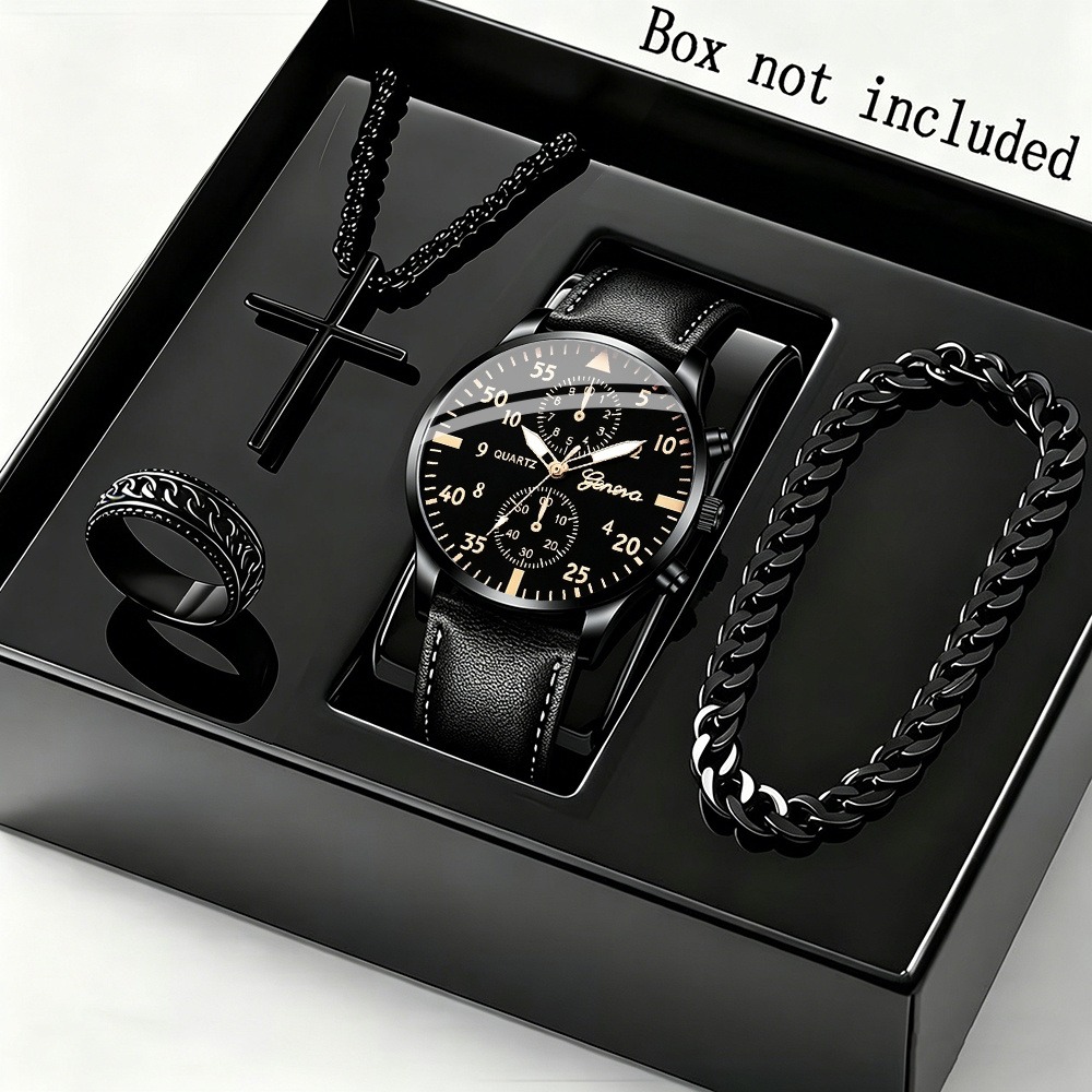 Elegant 4pcs Men's Business Qu - Men Accessories Ring And Bracelet review and price
