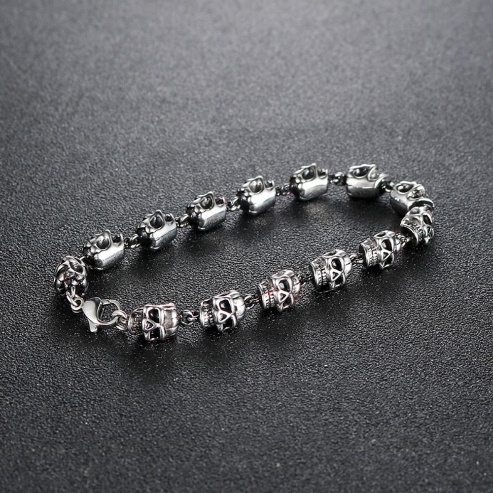 Creative Alloy Skull Beaded Br - Men Accessories Ring And Bracelet review and price
