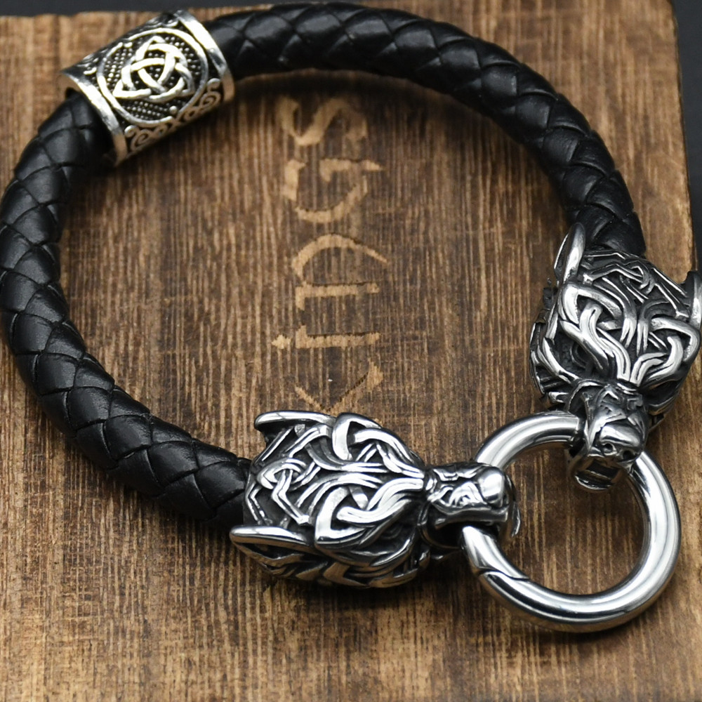 Stainless Steel Wolf Head Brac - Men Accessories Ring And Bracelet review and price