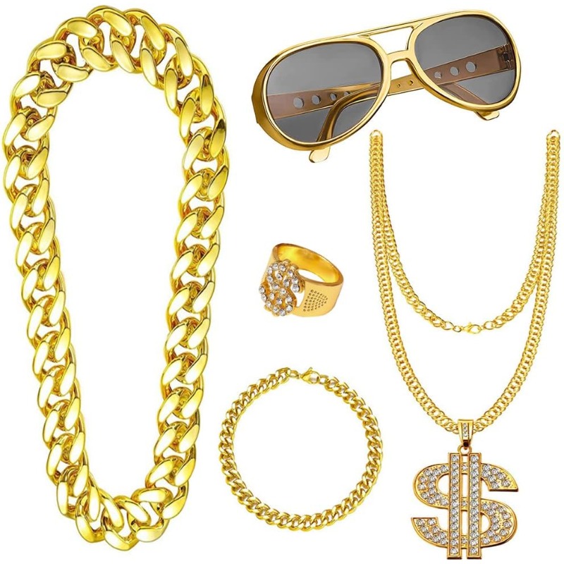 5pcs Hip Hop Costume kit,80s F - Men Accessories Ring And Bracelet review and price