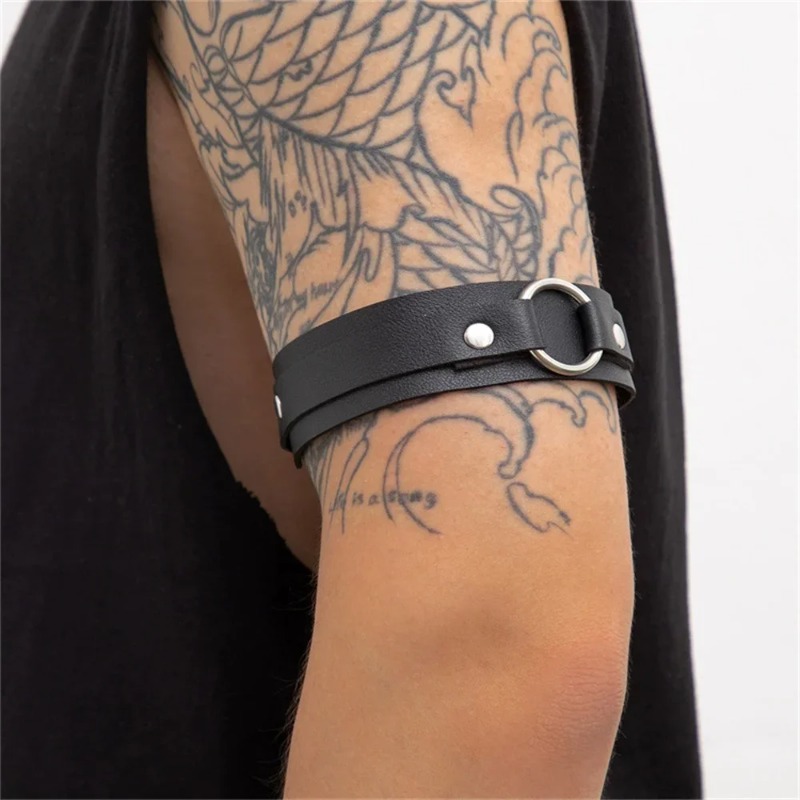 Leather Arm Band for Men, Meta - Men Accessories Ring And Bracelet review and price