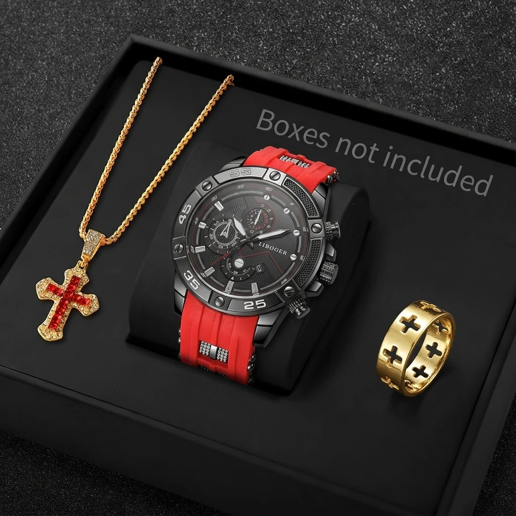 3PCS Fashion Male Sports Watch - Men Accessories Gadgets review and price