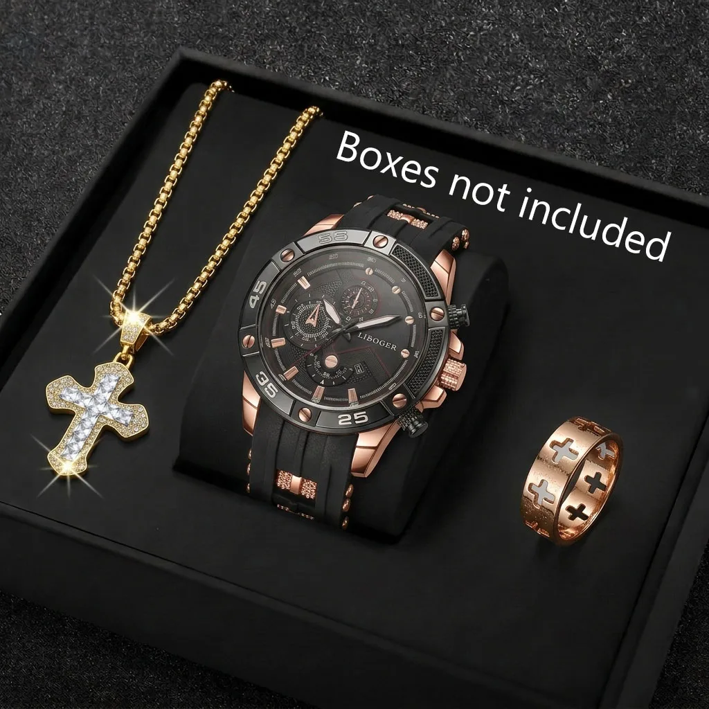 3PCS Fashion Male Sports Watch - Men Accessories Gadgets review and price