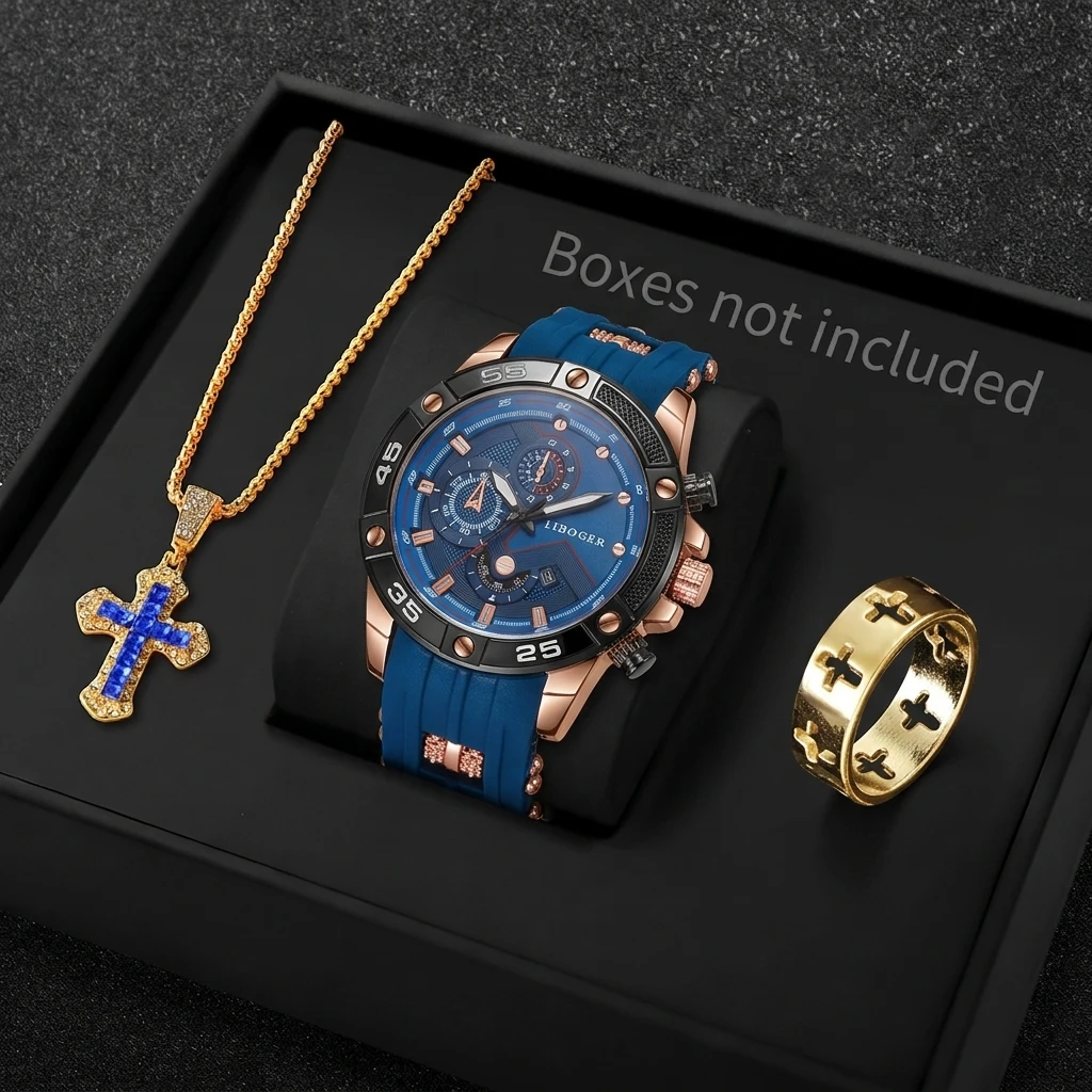 3PCS Fashion Male Sports Watch - Men Accessories Gadgets review and price